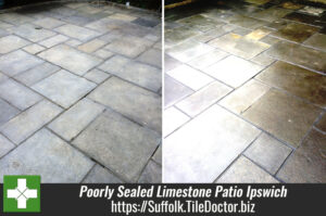 Restoring a Poorly Sealed Limestone Patio in Ipswich Suffolk