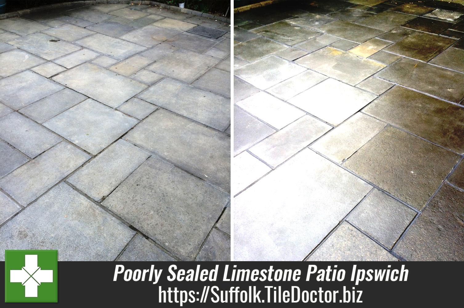 Restoring a Poorly Sealed Limestone Patio in Ipswich Suffolk