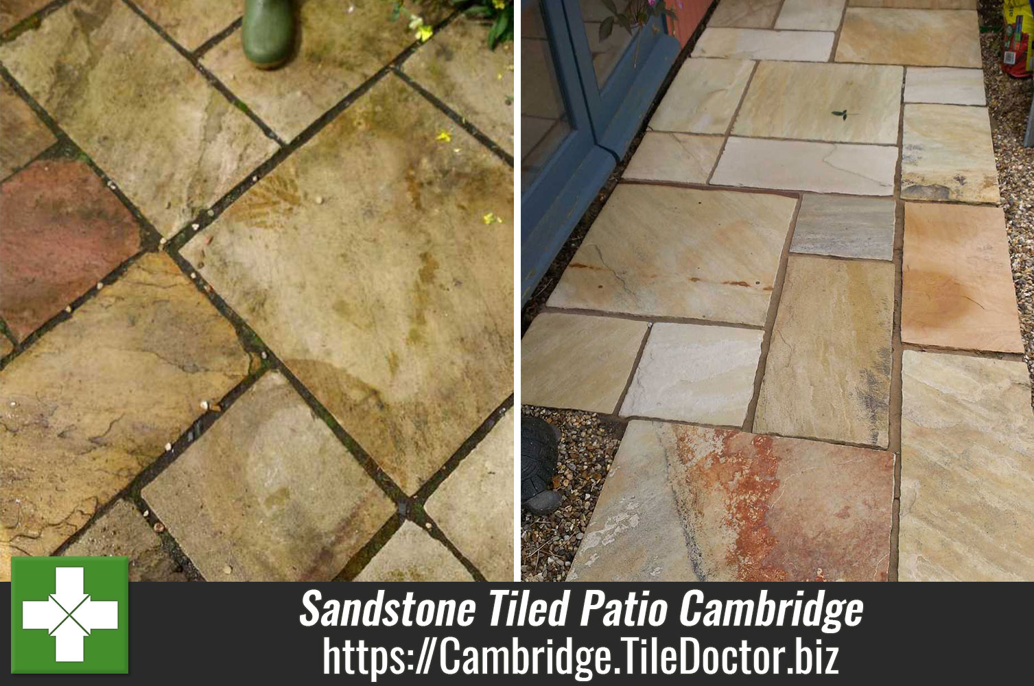 Sandstone Tiled Patio Cleaned in Cambridge
