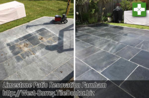 Black Limestone Patio Before After Renovation Farnham