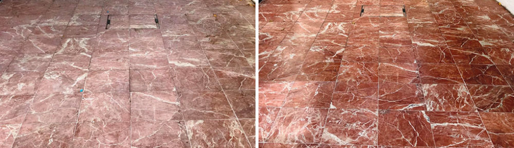 Red Marble Patio Before After Renovation Newbury