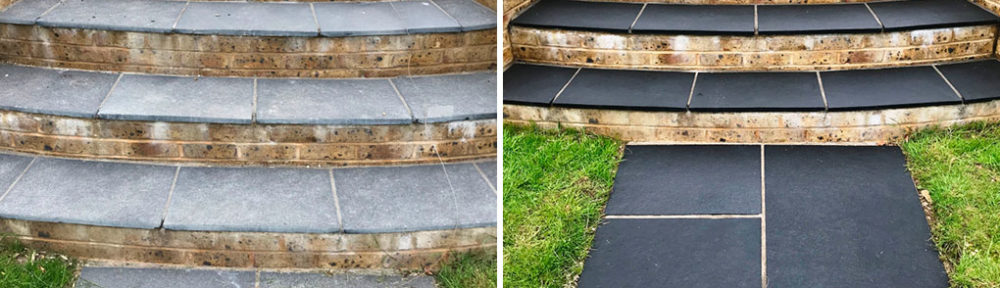 Black Limestone Patio Before After Renovation Highclere