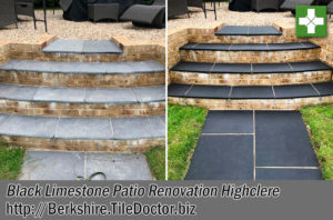 Black Limestone Patio Before After Renovation Highclere