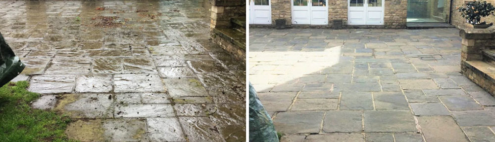 Flagstone Patio Before After Renovation Stanwick