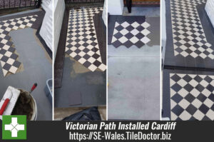 Classic Reproduction Victorian Tiled Path During Installation Cardiff