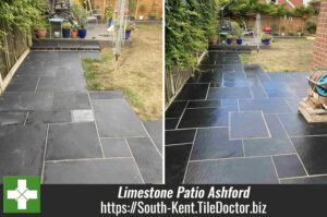 Black Limestone Patio Renovation Ashford