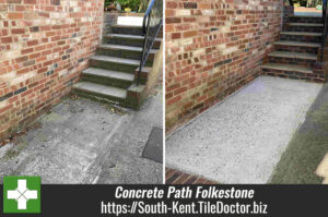 Concrete and Brick Path Before After Cleaning Folkestone