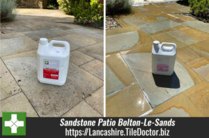 Sandstone Patio Floor Before After Renovation in Bolton-Le-Sands