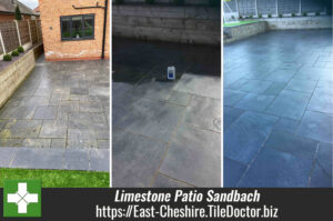 Black Limestone Patio Before and After Renovation Sandbach