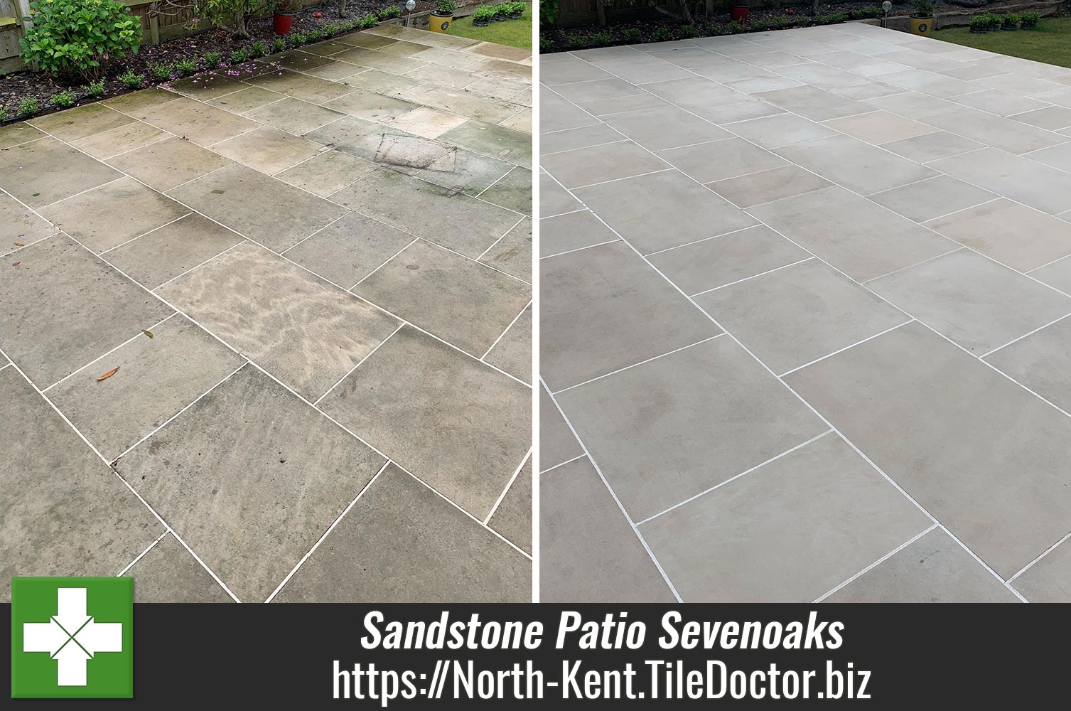 Large Sandstone Patio Renovated Sevenoaks