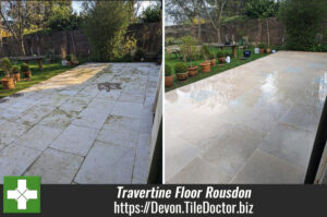 Travertine Tiled Patio Renovation Rousdon Devon