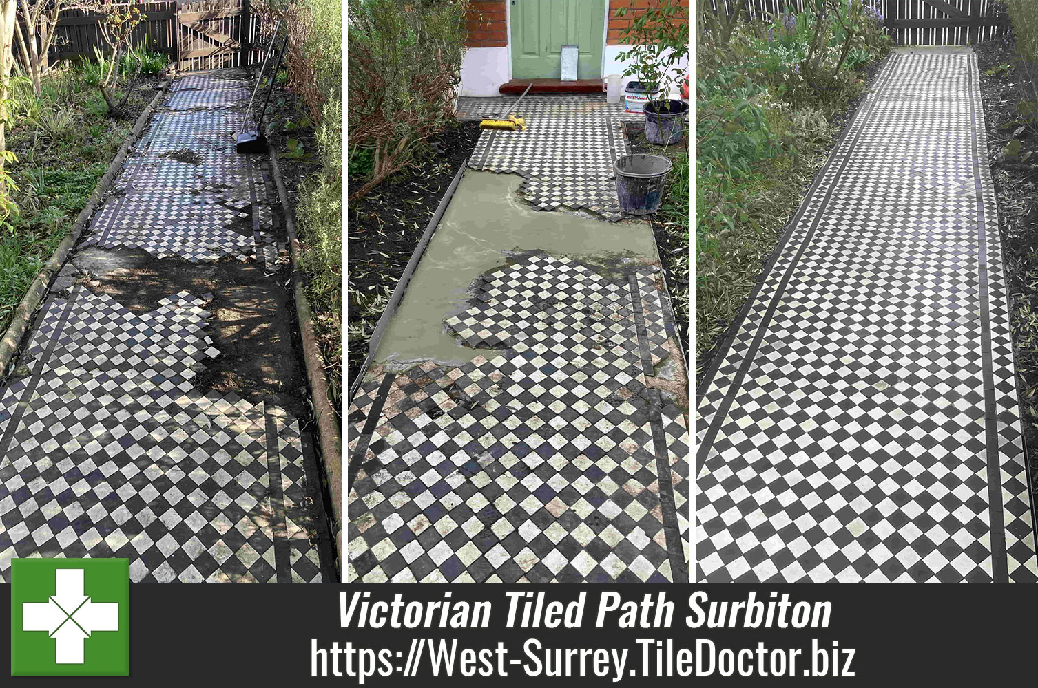 Victorian Black White Pathway Repair Restoration Surbiton