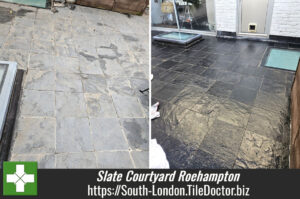 Bleached Slate Tiled Courtyard Restored Roehampton
